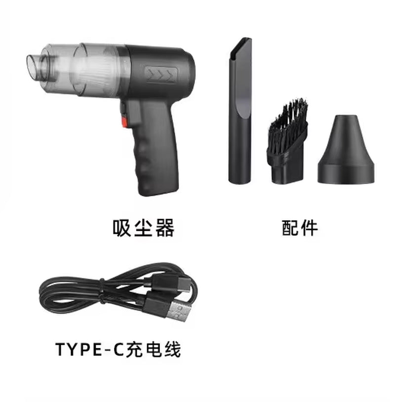 Type-C Black Portable Wireless Vacuum Cleaner for Charging Household Vehicles 120W High Power Strong Vacuum Cleaner