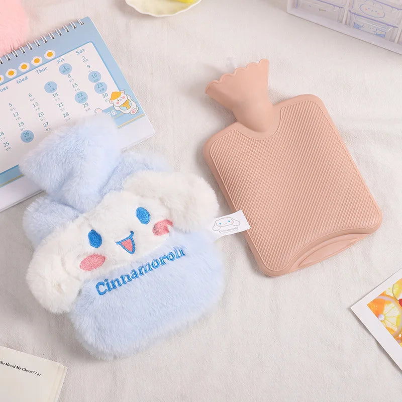 Sanrio Plush Hand Warmer Heat Pack Cute Hello Kitty Kuromi Cinnamoroll Melody Reusable Heating Hot Water Bottle Bag Girls Gifts