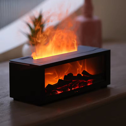 2024 New Simulation Fireplace Flame Remote Control Humidifier Colorful Light Timing Mute Work Desktop Diffuser Aromatherapy