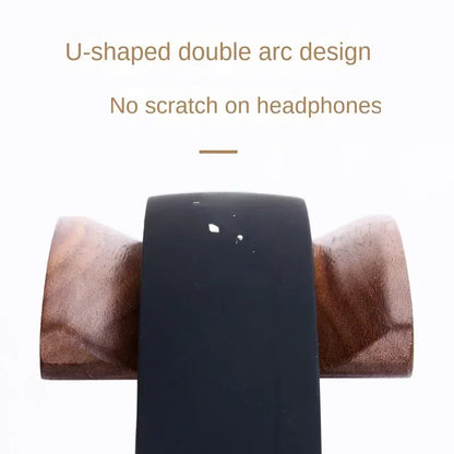 Walnut Wooden Headphone Stand - Classic Display for All Headphone Sizes