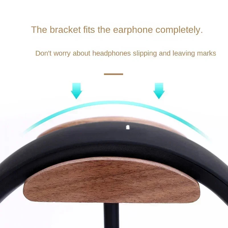 Walnut Wooden Headphone Stand - Classic Display for All Headphone Sizes