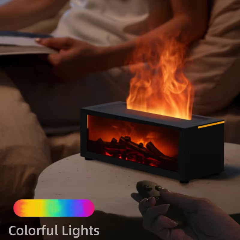 2024 New Simulation Fireplace Flame Remote Control Humidifier Colorful Light Timing Mute Work Desktop Diffuser Aromatherapy