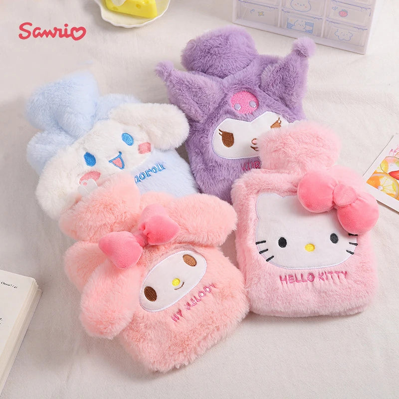 Sanrio Plush Hand Warmer Heat Pack Cute Hello Kitty Kuromi Cinnamoroll Melody Reusable Heating Hot Water Bottle Bag Girls Gifts