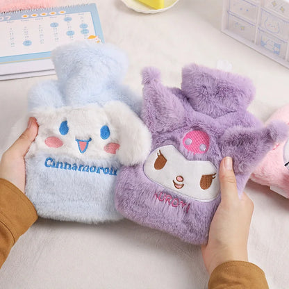 Sanrio Plush Hand Warmer Heat Pack Cute Hello Kitty Kuromi Cinnamoroll Melody Reusable Heating Hot Water Bottle Bag Girls Gifts